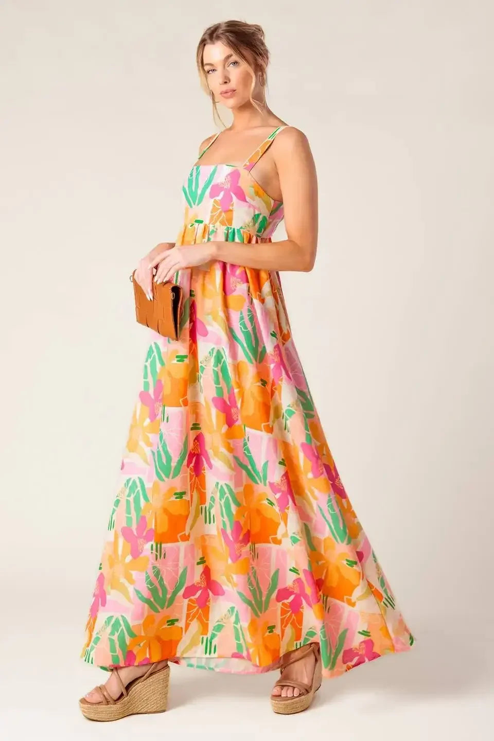 BON VOYAGE MAXI DRESS - PINK & ORANGE