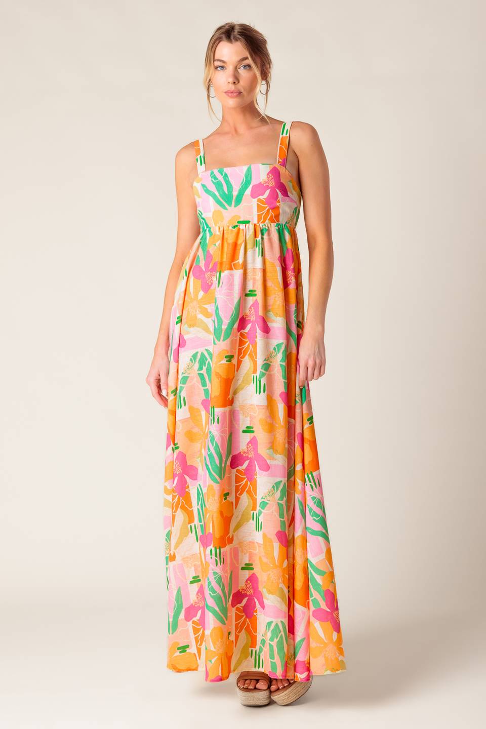 BON VOYAGE MAXI DRESS - PINK & ORANGE