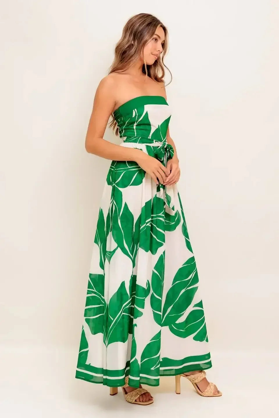 BALI BREEZE LEAF PRINT MAXI DRESS
