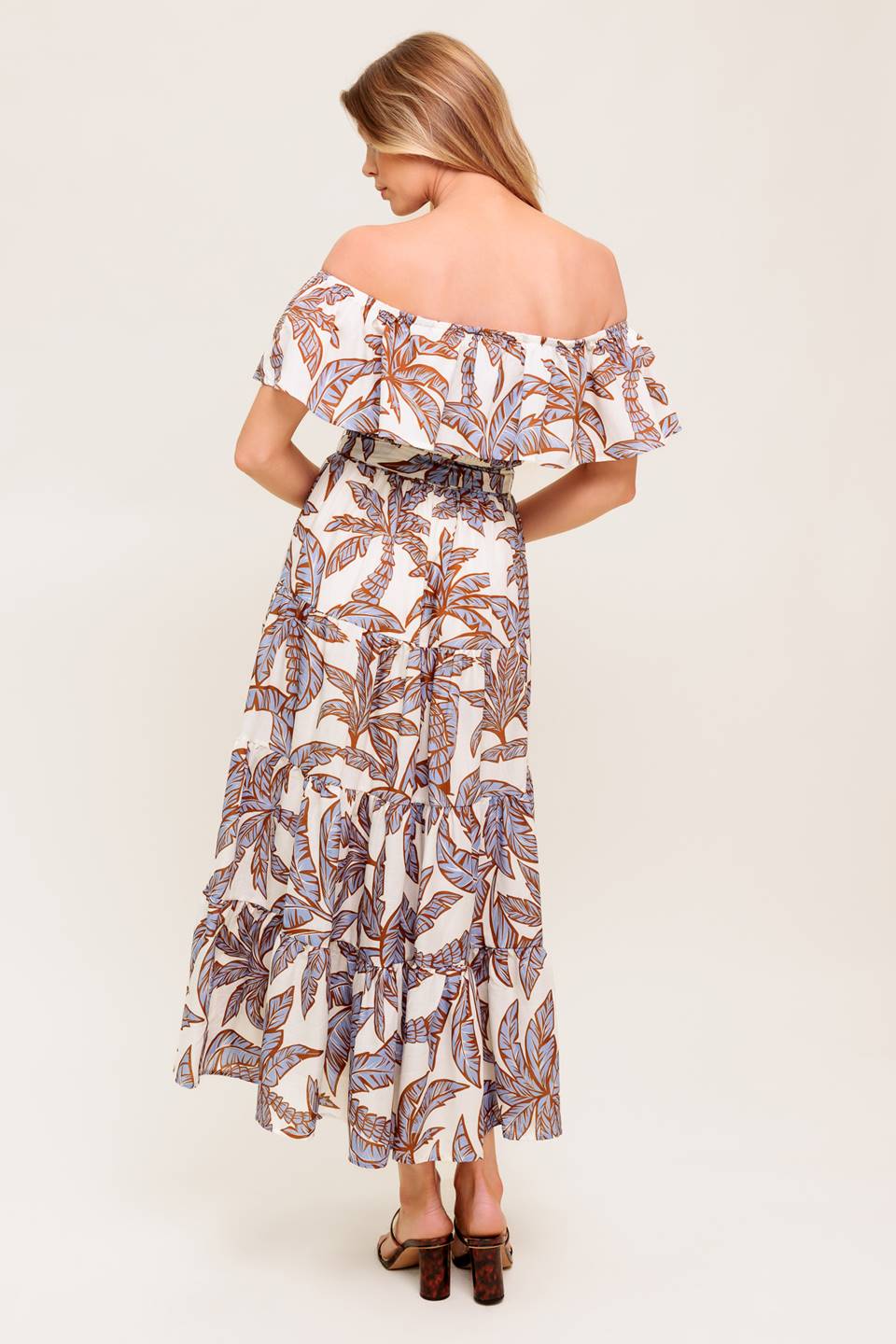 PALM TREE GARDEN - OFF THE SHOULDER MIDI DRESS