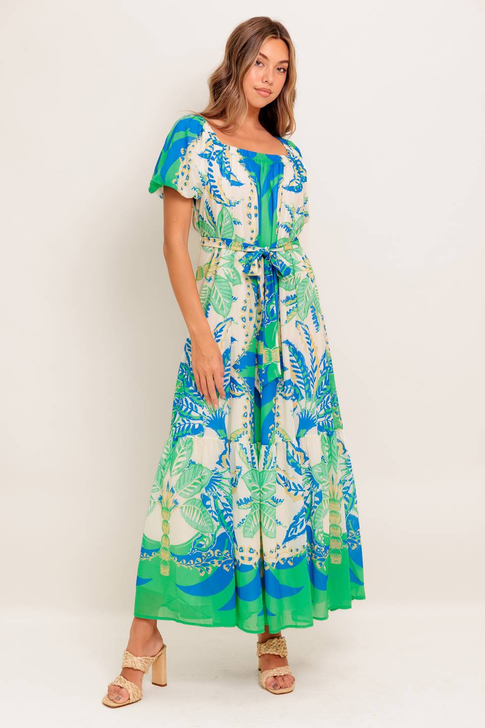 MADDISON MAXI DRESS - GREEN & BLUE
