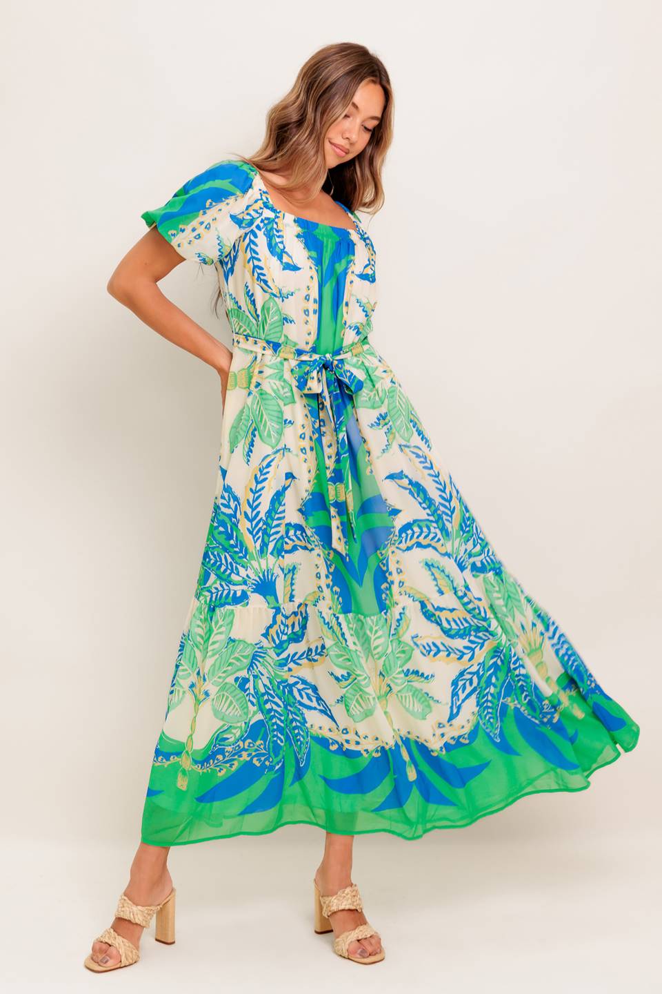 MADDISON MAXI DRESS - GREEN & BLUE