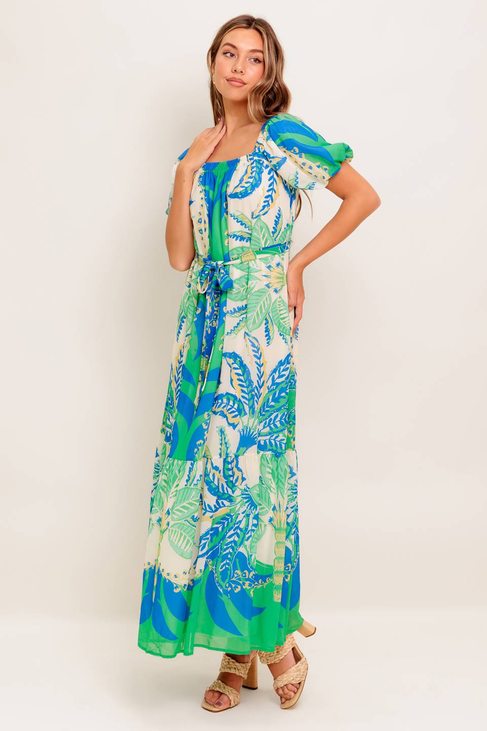 MADDISON MAXI DRESS - GREEN & BLUE