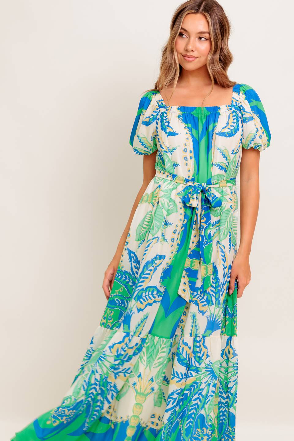 MADDISON MAXI DRESS - GREEN & BLUE