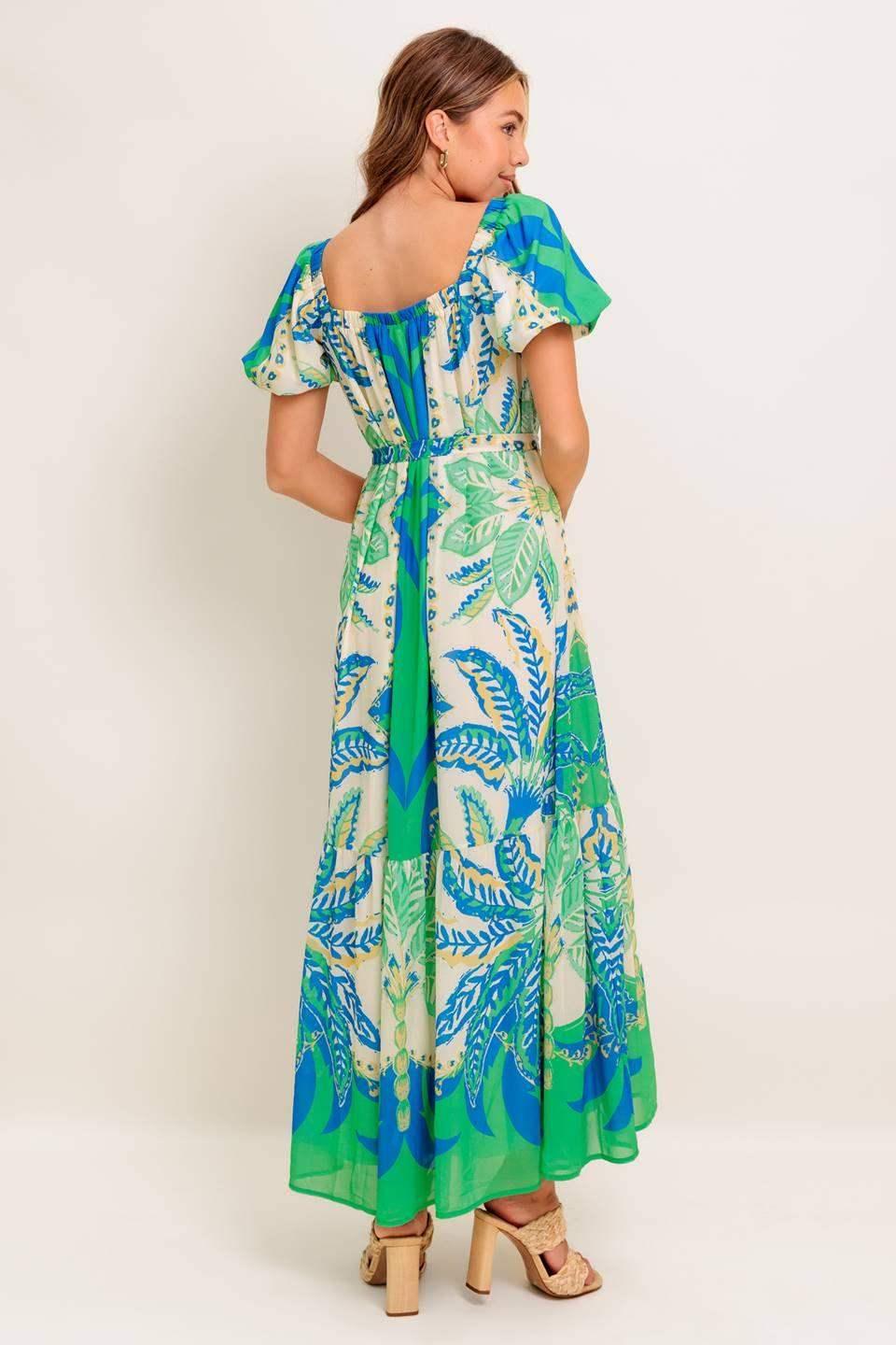 MADDISON MAXI DRESS - GREEN & BLUE