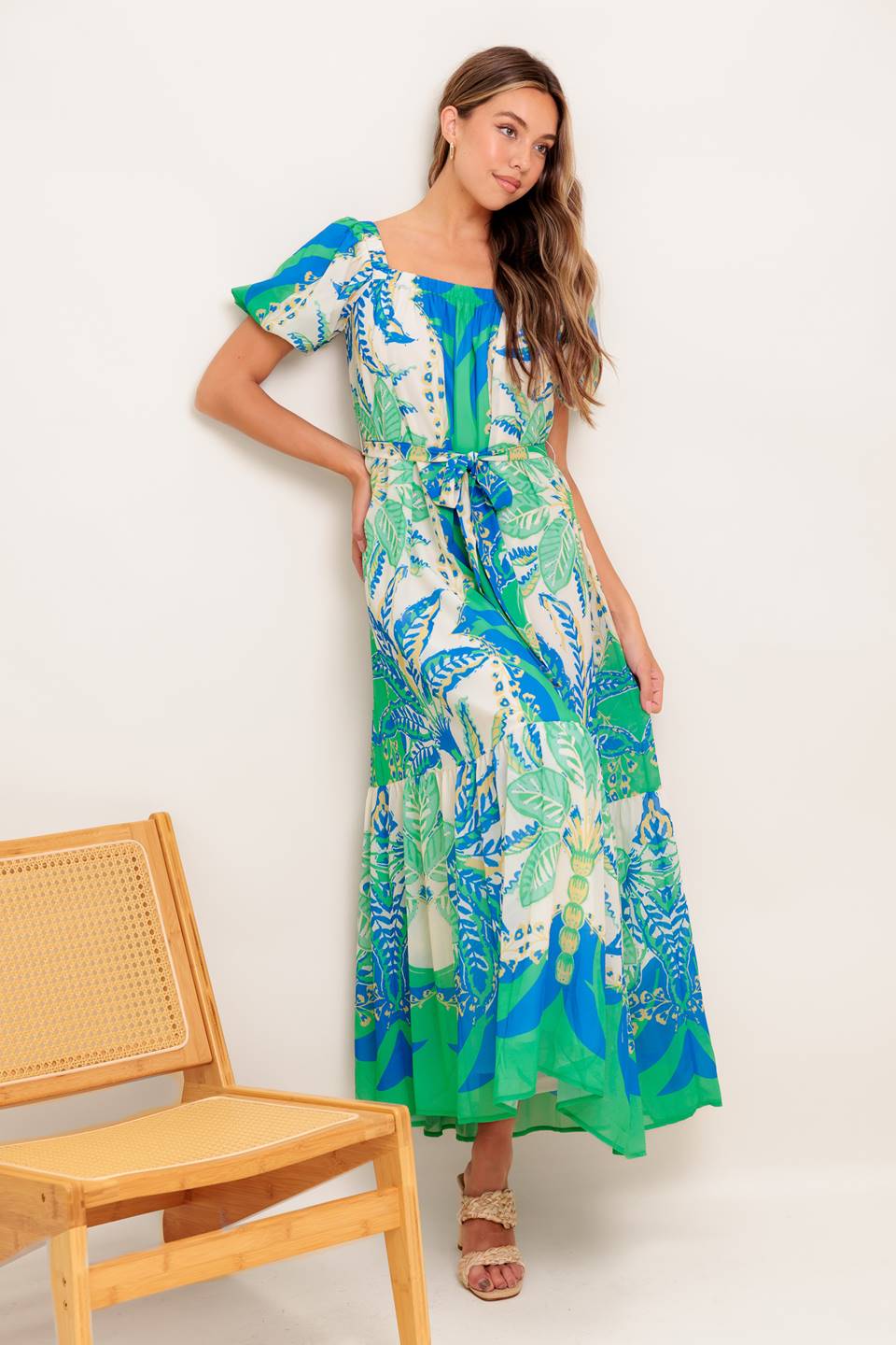 MADDISON MAXI DRESS - GREEN & BLUE