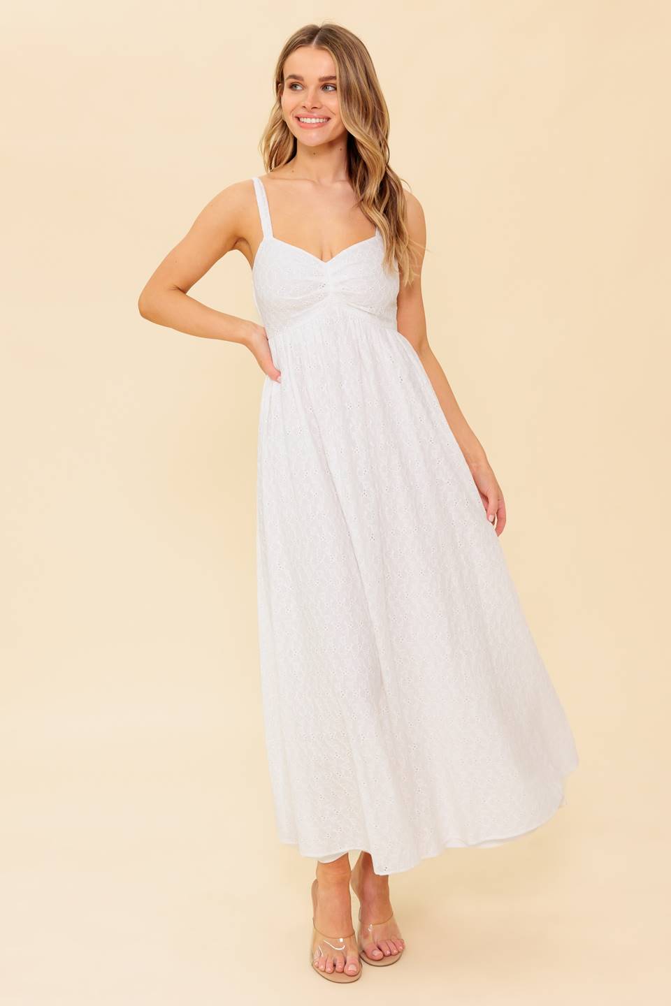 LOVE OF MINE - IVORY EYELET MIDI DRESS