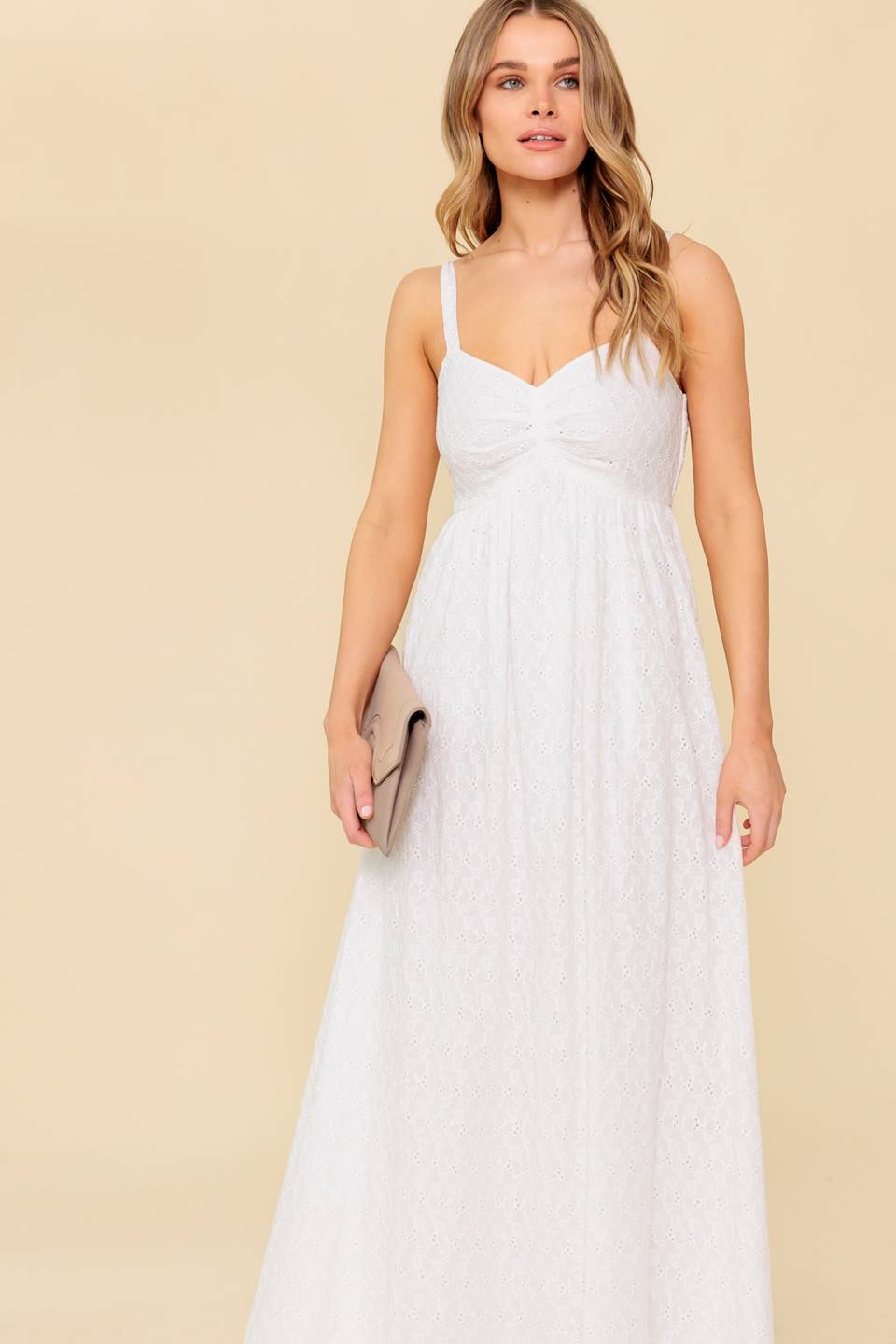 LOVE OF MINE - IVORY EYELET MIDI DRESS