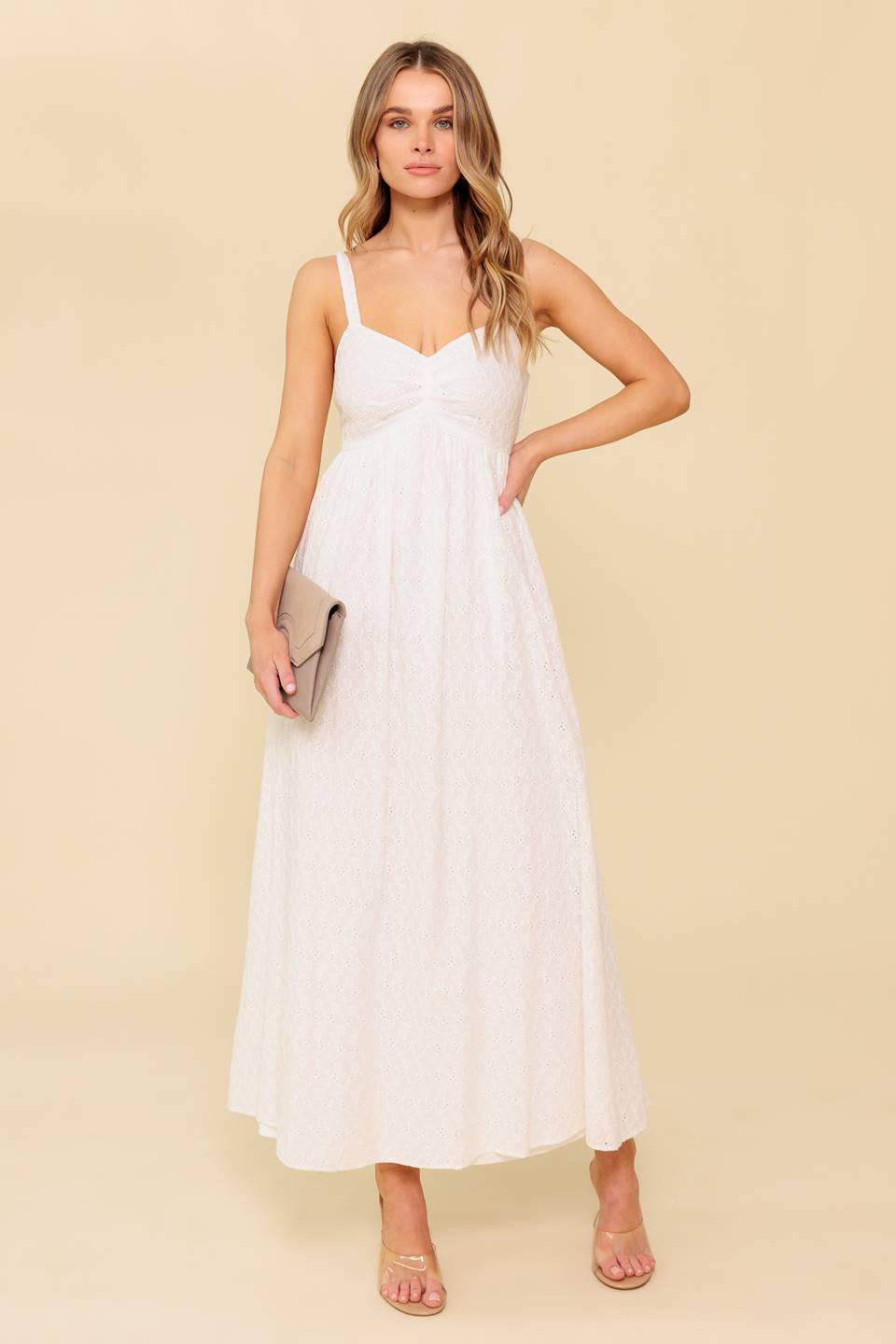 LOVE OF MINE - IVORY EYELET MIDI DRESS