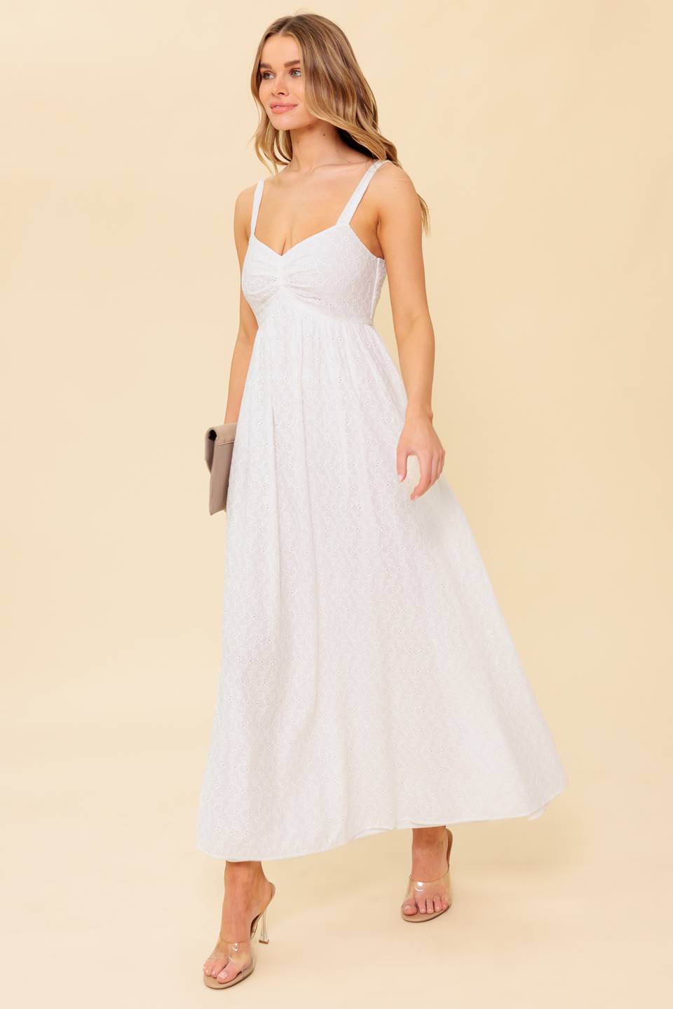 LOVE OF MINE - IVORY EYELET MIDI DRESS