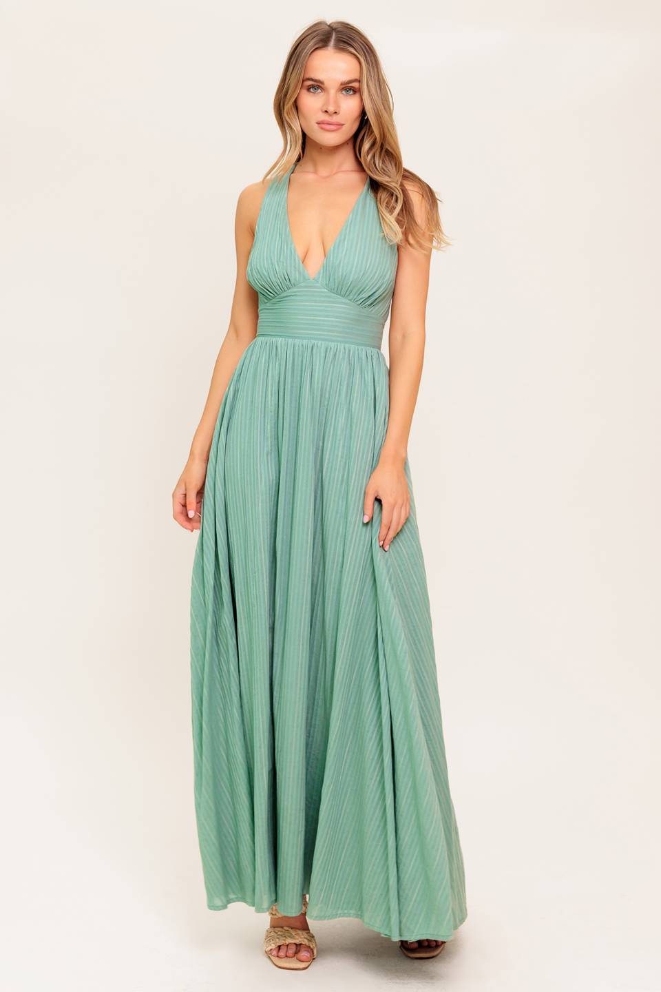 SUNSHINE ON MY MIND SAGE CROSS BACK MAXI DRESS