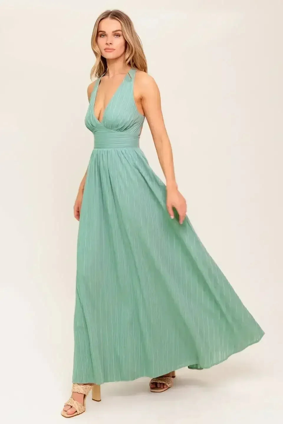 SUNSHINE ON MY MIND SAGE CROSS BACK MAXI DRESS