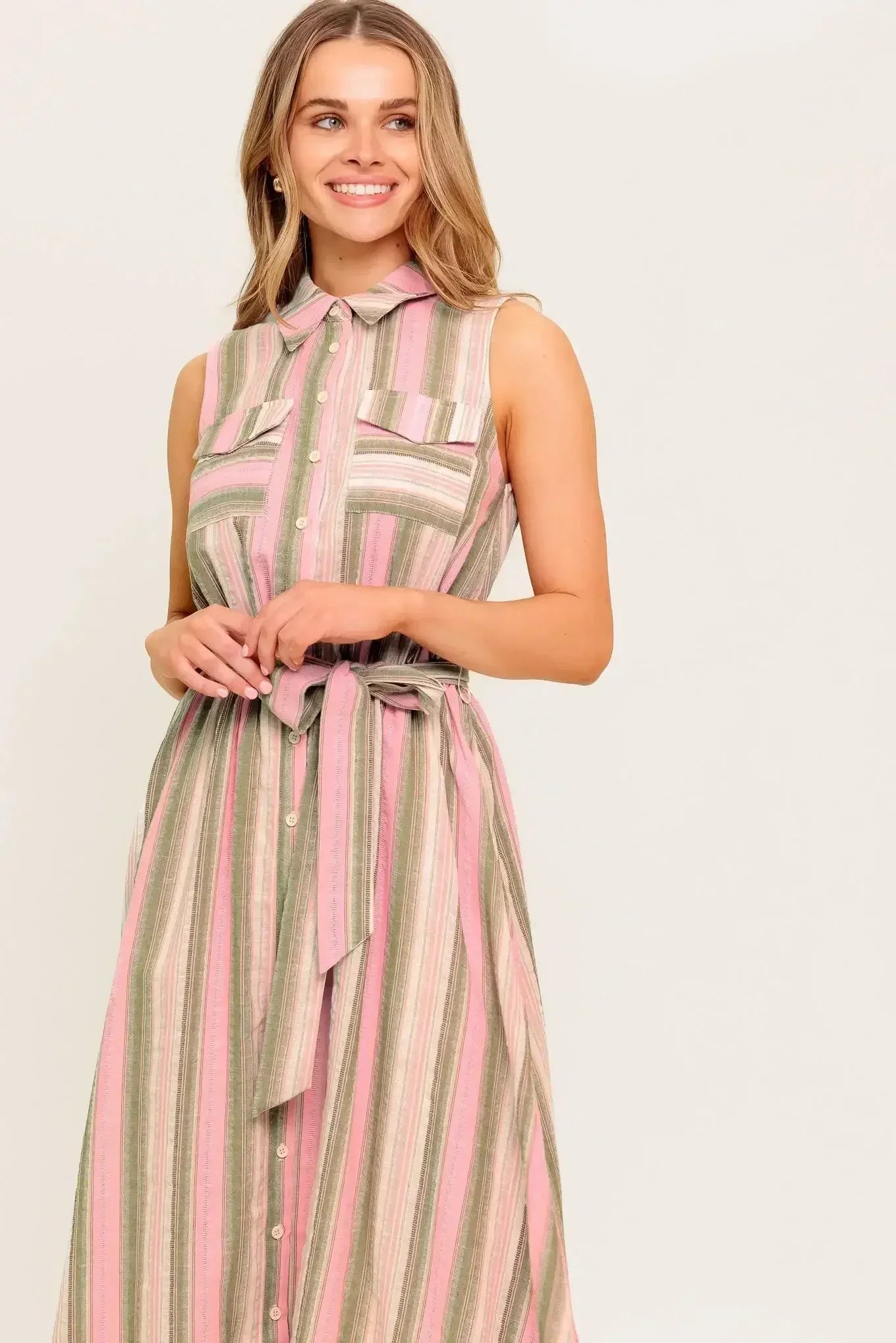 WINDSWEPT FIELDS MIDI DRESS - OLIVE