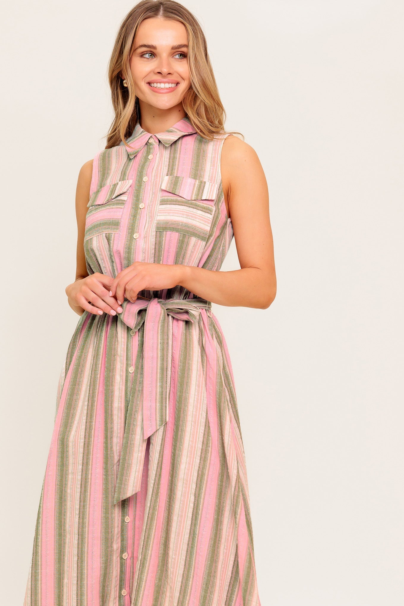 WINDSWEPT FIELDS MIDI DRESS - OLIVE