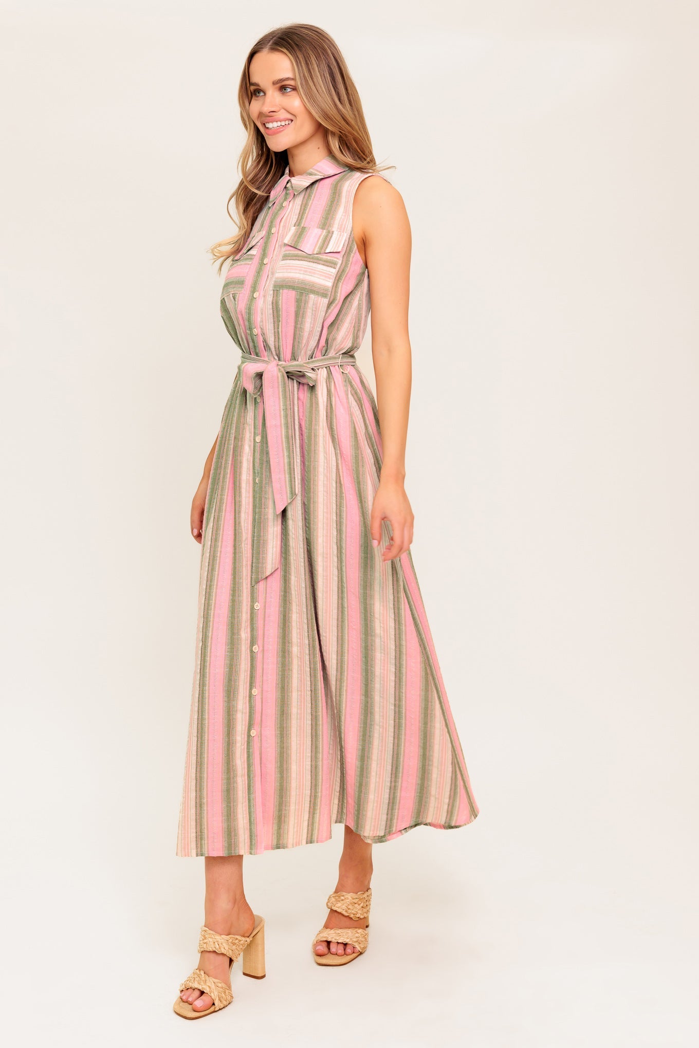 WINDSWEPT FIELDS MIDI DRESS - OLIVE
