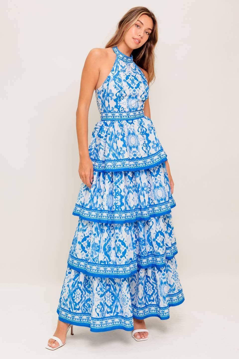 MALLORY TIERED MAXI DRESS - BLUE - FINAL SALE