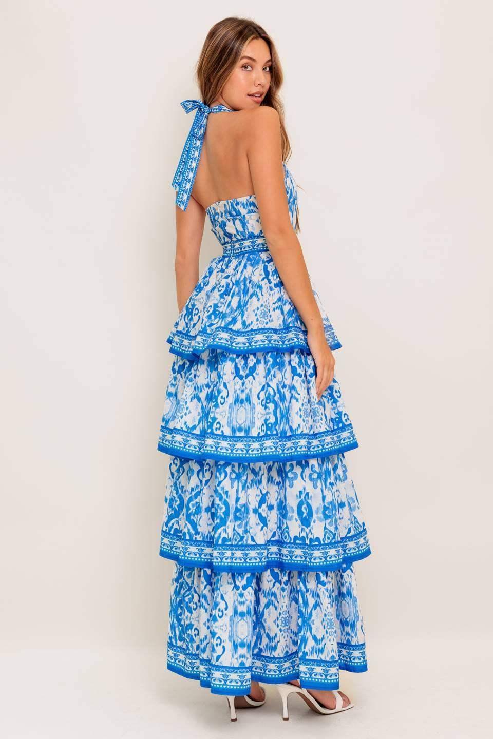 MALLORY TIERED MAXI DRESS - BLUE - FINAL SALE