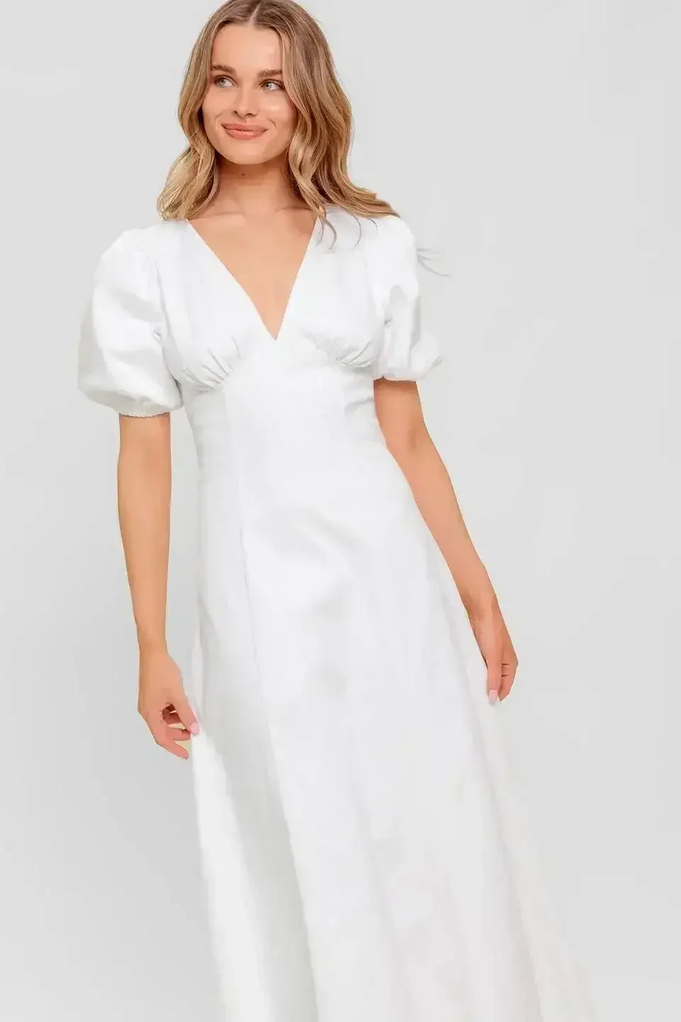 GLENDA MIDI DRESS - WHITE DENIM