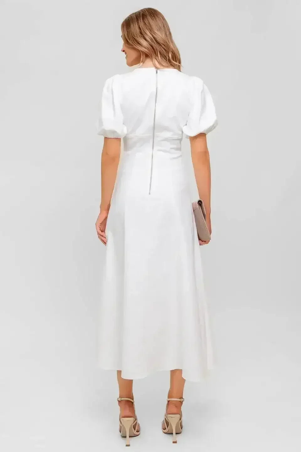 GLENDA MIDI DRESS - WHITE DENIM