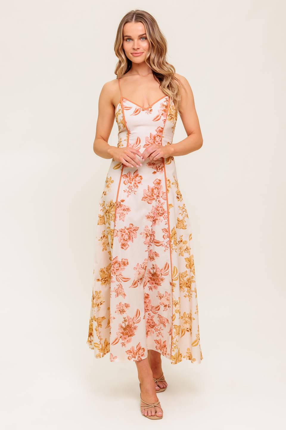 CARLYN MIDI DRESS - MUSTARD FLORAL