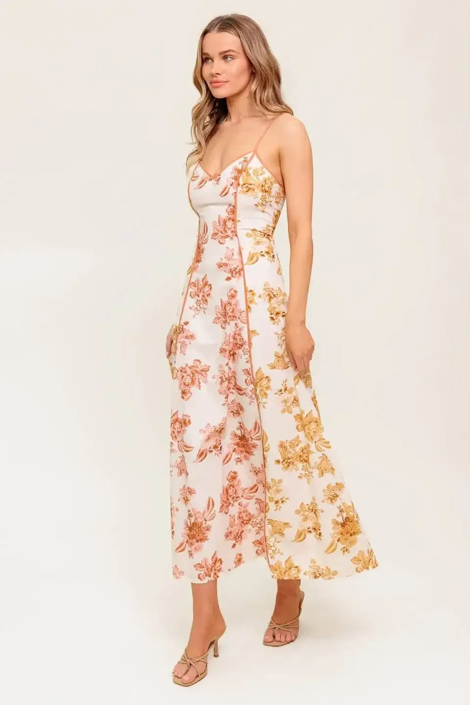 CARLYN MIDI DRESS - MUSTARD FLORAL