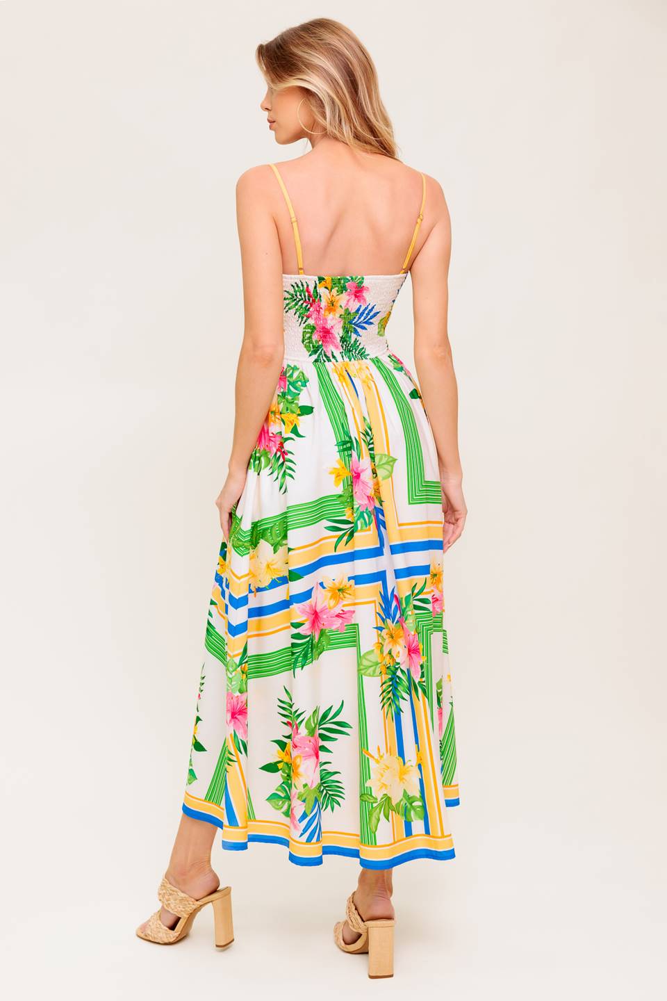 FLORAL HARMONY - FLOWER PRINT MIDI DRESS WITH POCKETS