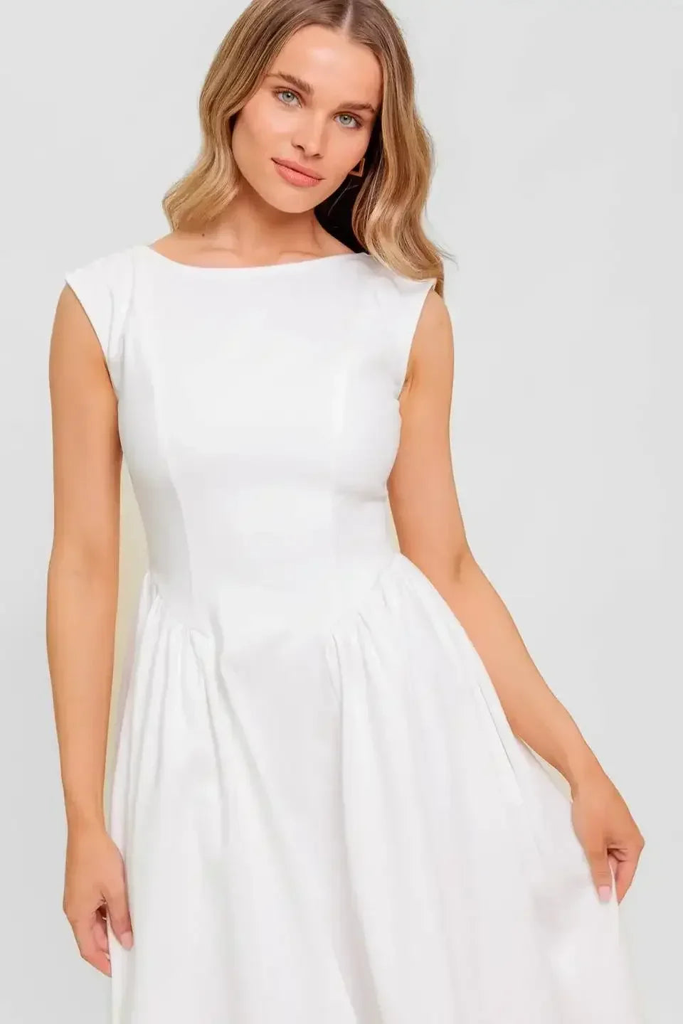 LISETTE WHITE DENIM MIDI DRESS
