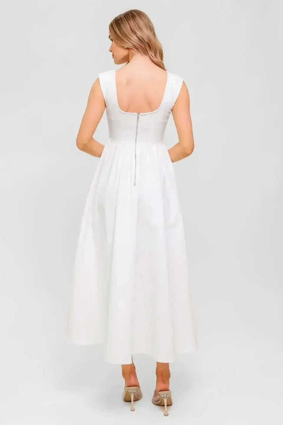 LISETTE WHITE DENIM MIDI DRESS
