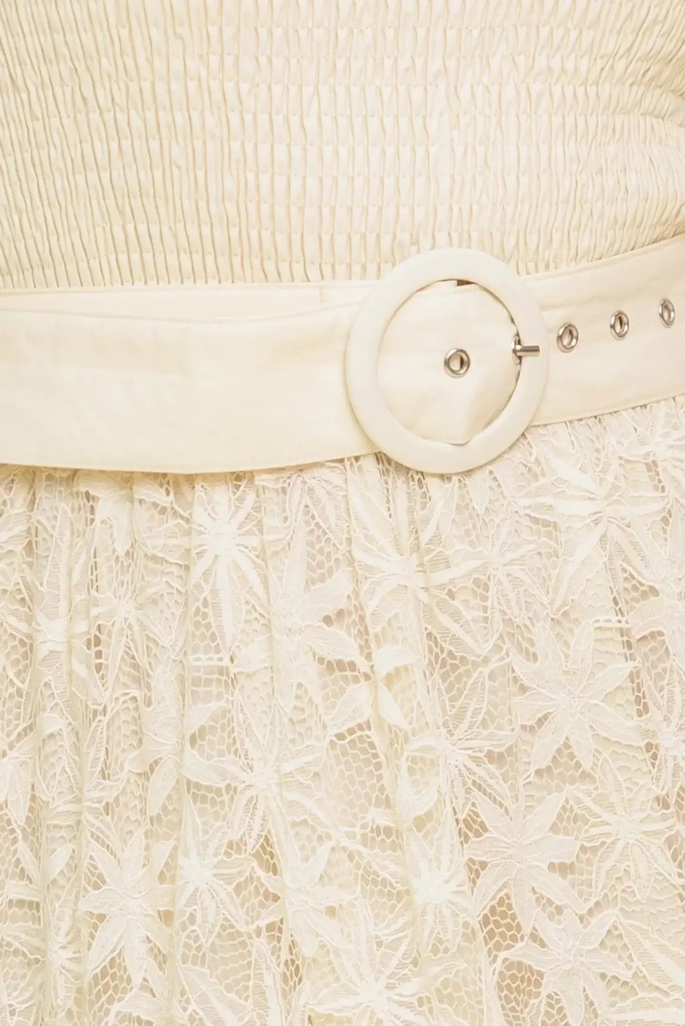 PARADISE AWAITS CREAM LACE ANKLE DRESS