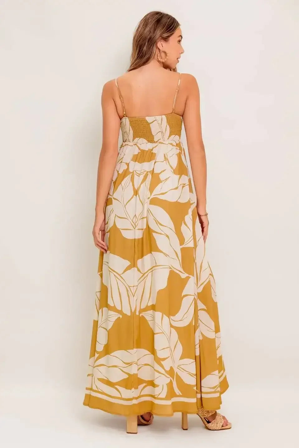 LEAF PRINT SUMMER MAXI DRESS