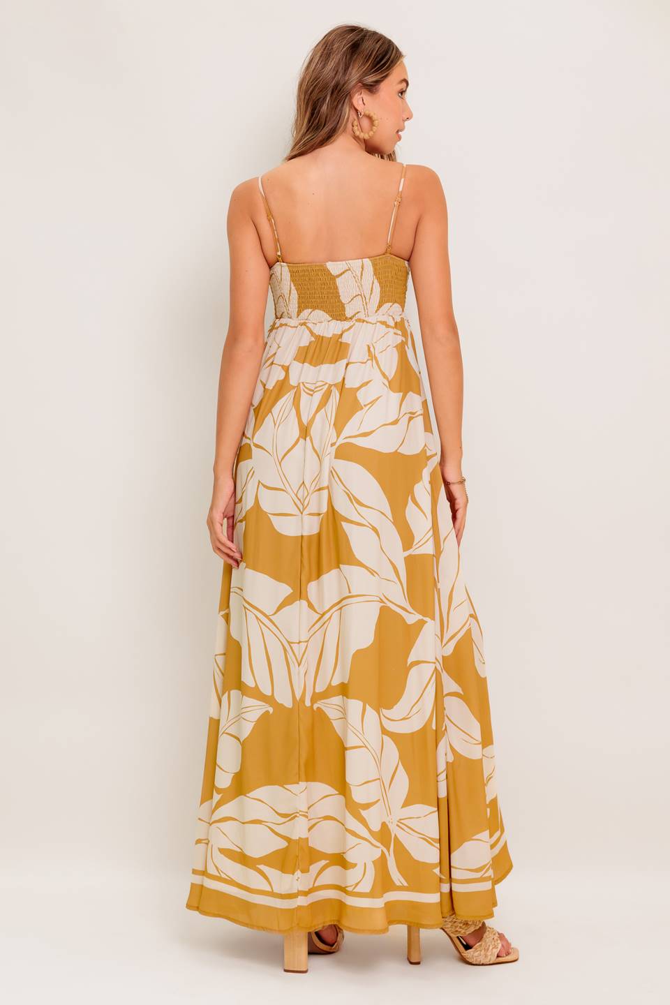 LEAF PRINT SUMMER MAXI DRESS