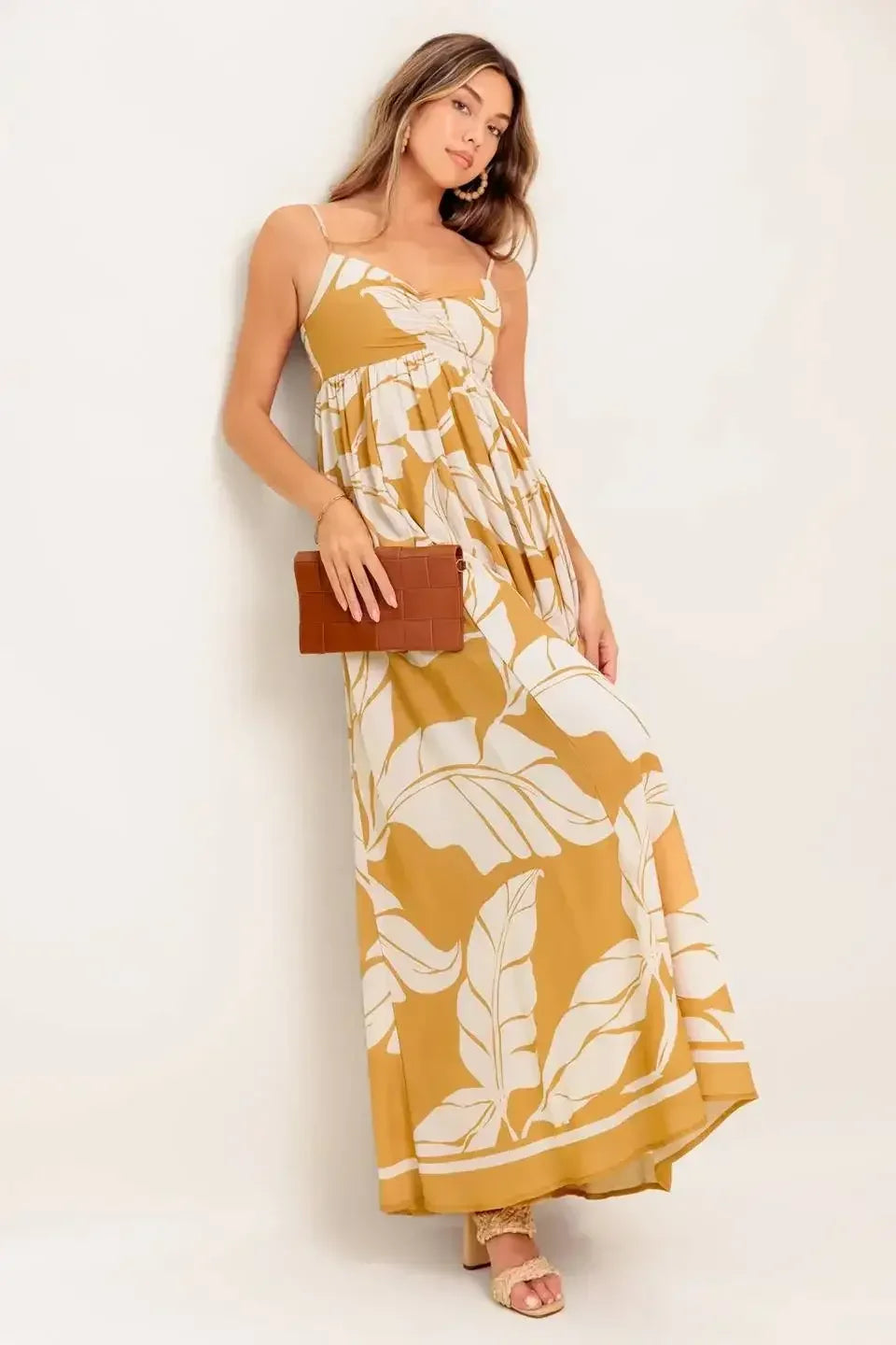 LEAF PRINT SUMMER MAXI DRESS