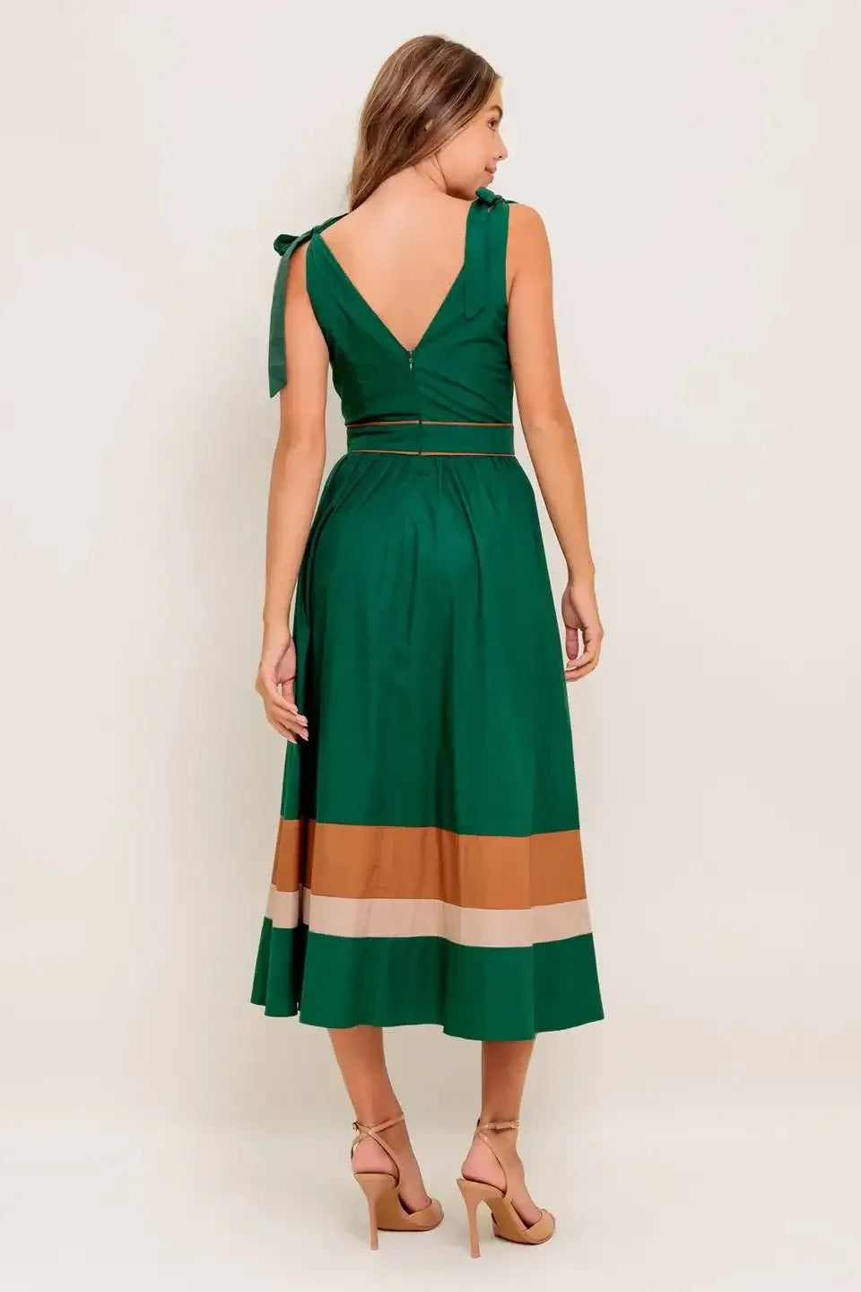 JUNIPER DRESS - COLOR BLOCKED COTTON MIDI DRESS