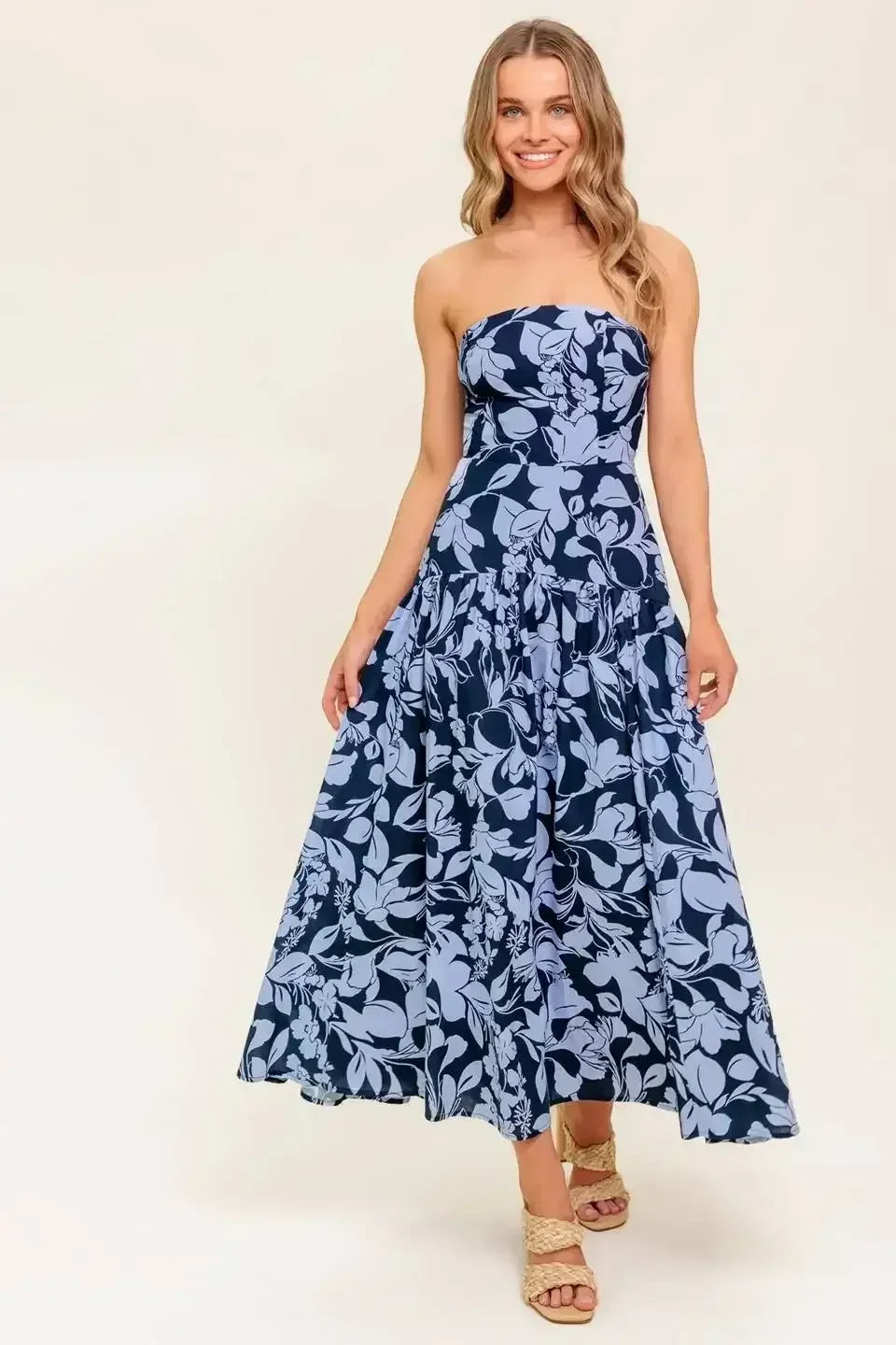 SMILES ARE CONTAGIOUS MIDI DRESS - NAVY BLUE