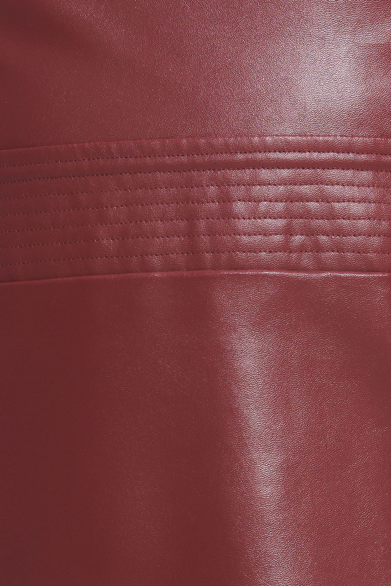 RUNWAY TREND FAUX LEATHER MIDI DRESS - BURGUNDY