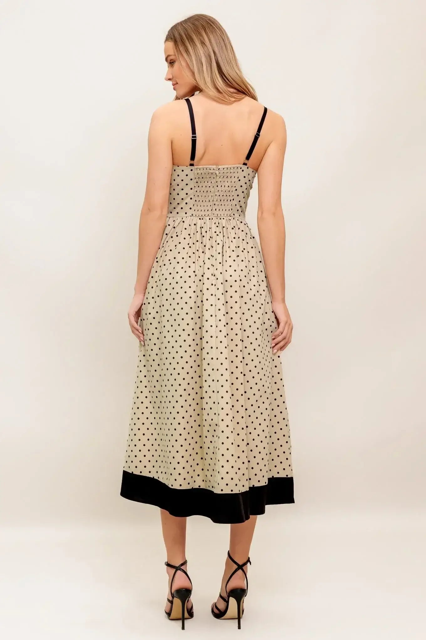 POLKA DOT PASSION MAXI DRESS - TAUPE