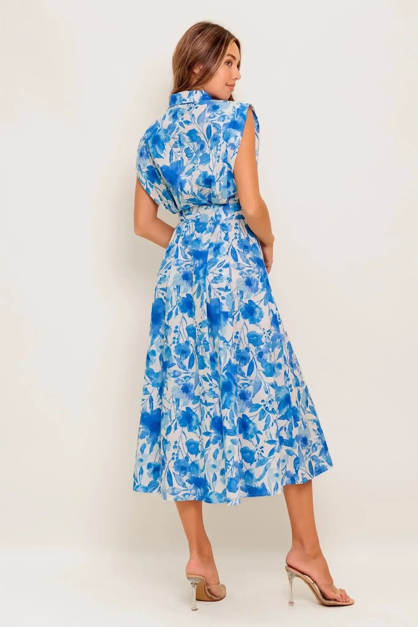 NARRAGANSET BLUE FLORAL MIDI DRESS