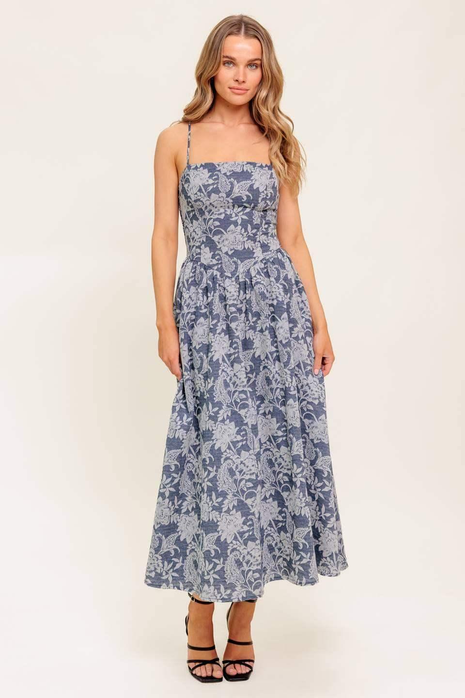 ORDINARY IS OVERRATED DENIM BLUE MIDI DRESS