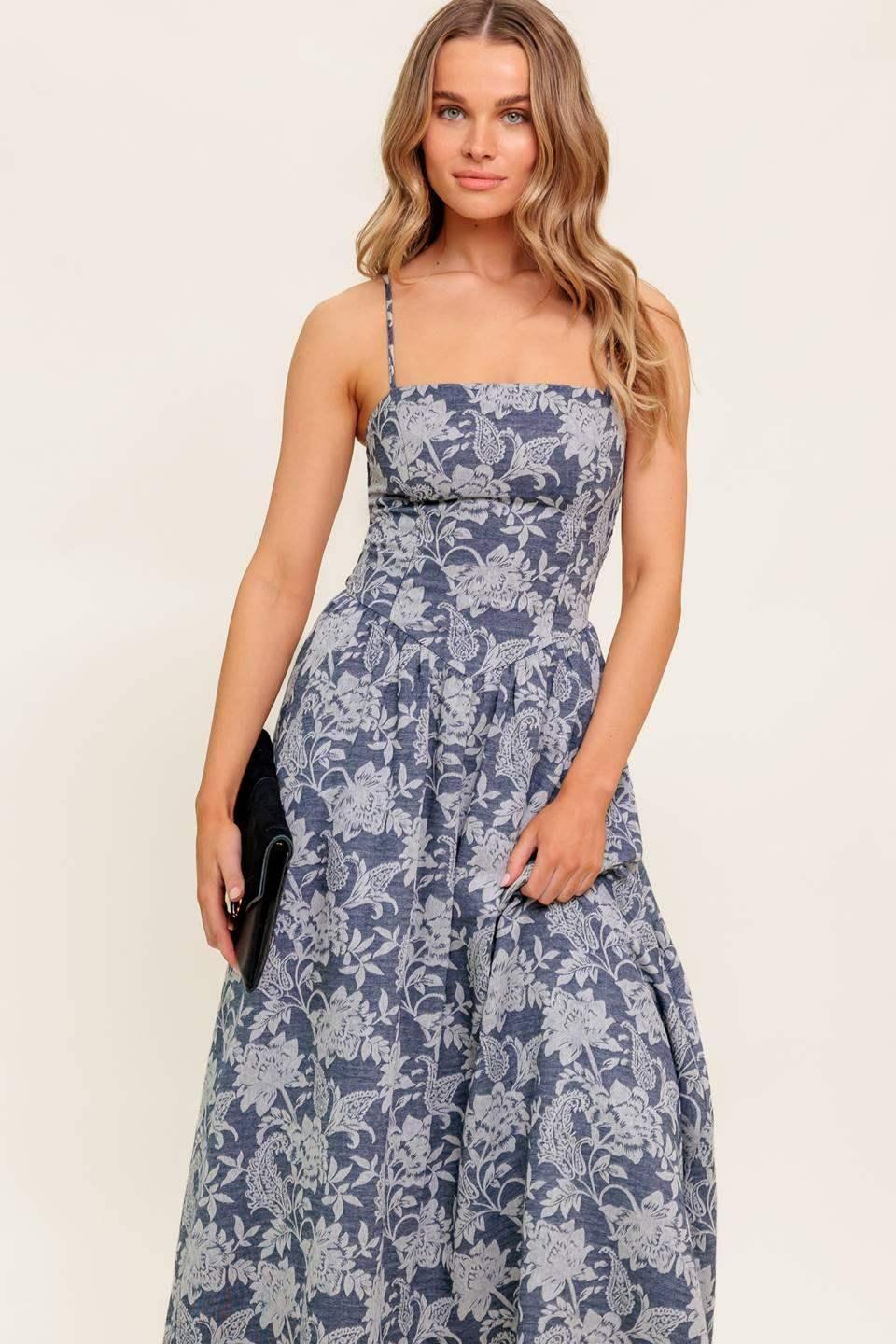 ORDINARY IS OVERRATED DENIM BLUE MIDI DRESS