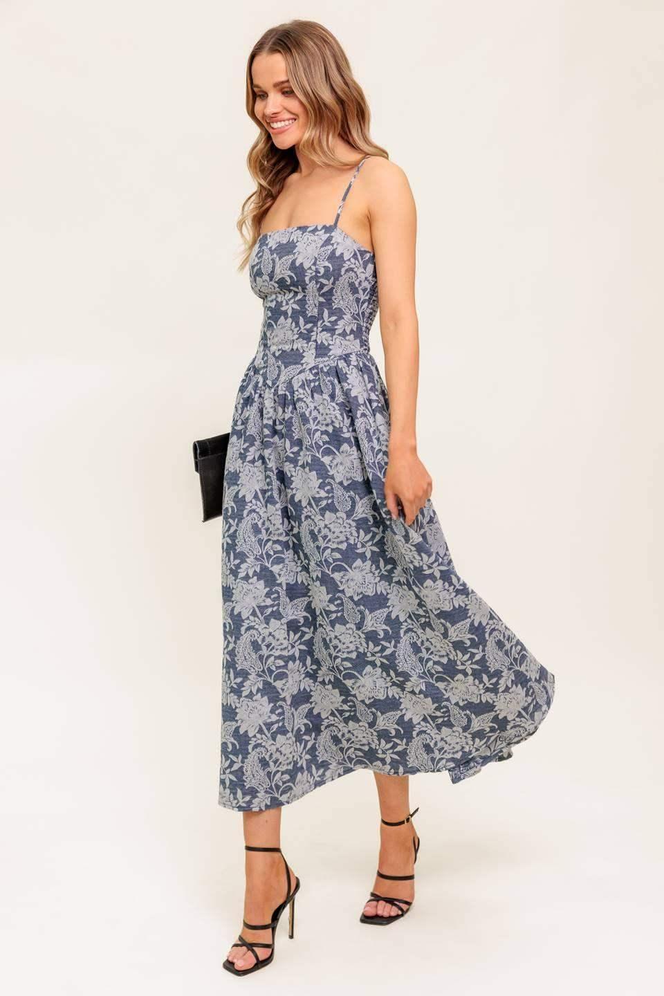 ORDINARY IS OVERRATED DENIM BLUE MIDI DRESS