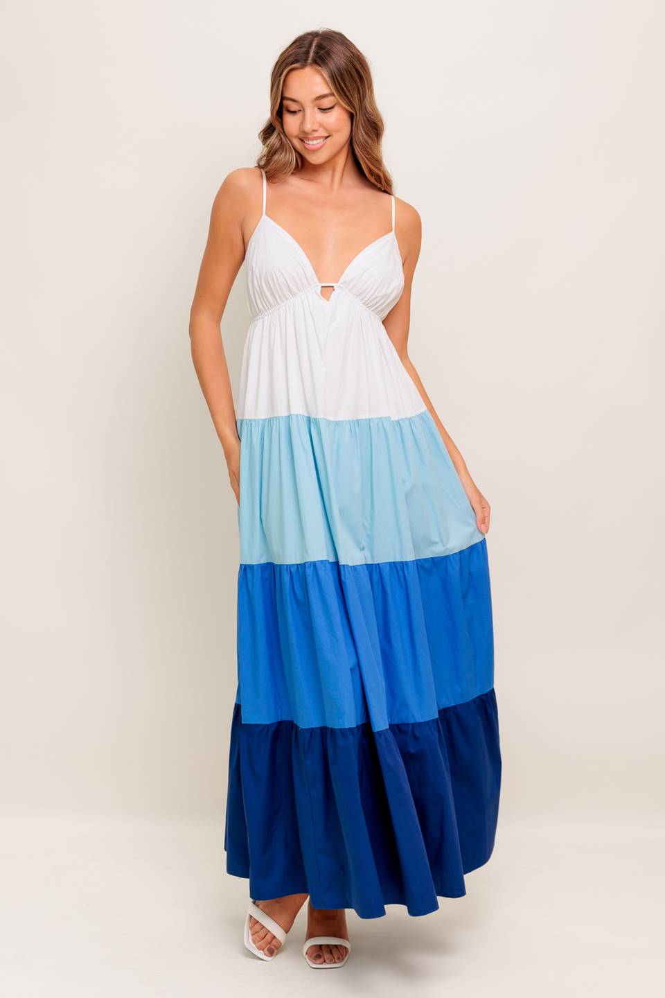 CRUISE MODE MIDI DRESS - BLUE COLOR BLOCK