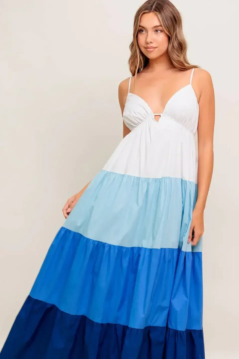 CRUISE MODE MIDI DRESS - BLUE COLOR BLOCK