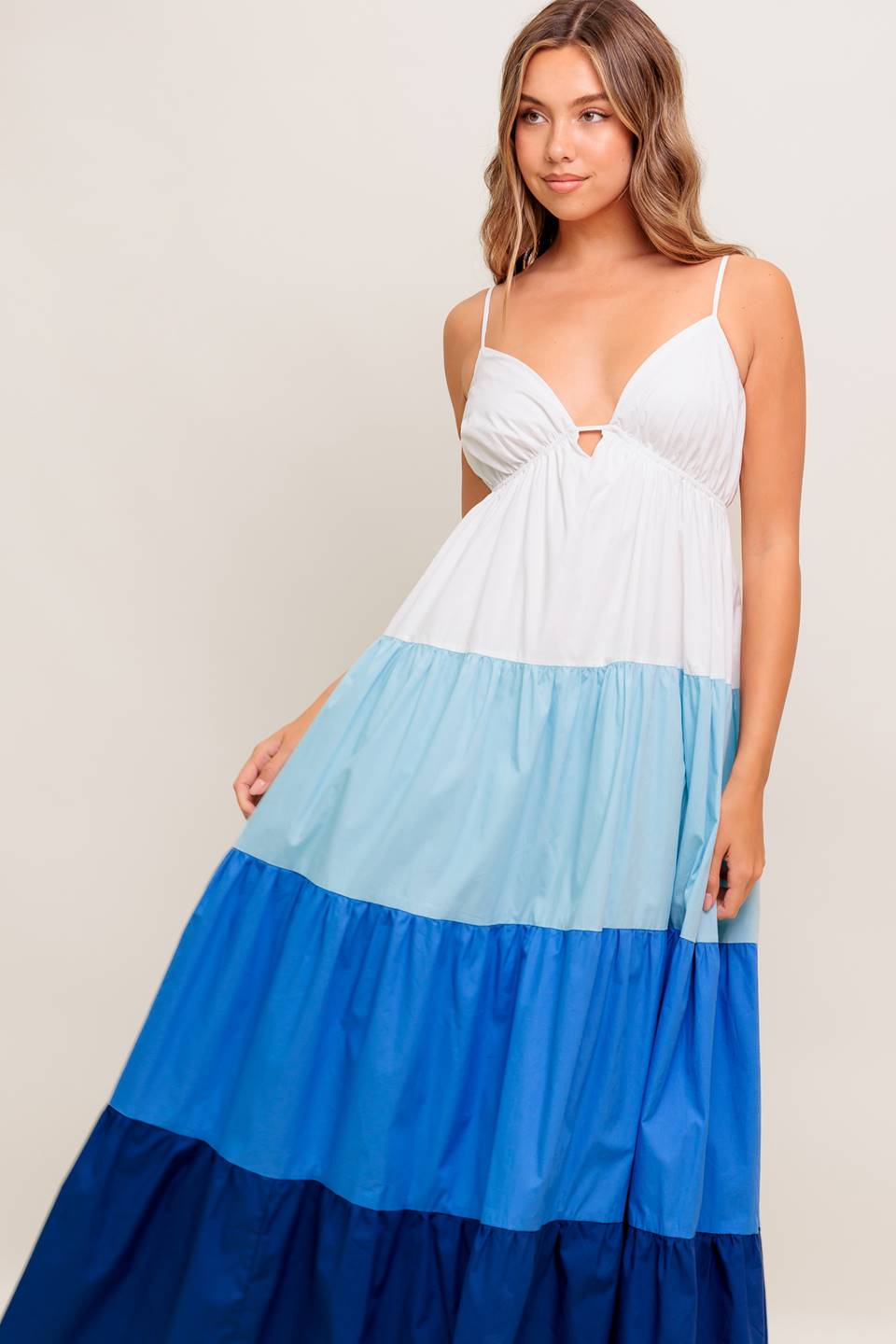 CRUISE MODE MIDI DRESS - BLUE COLOR BLOCK