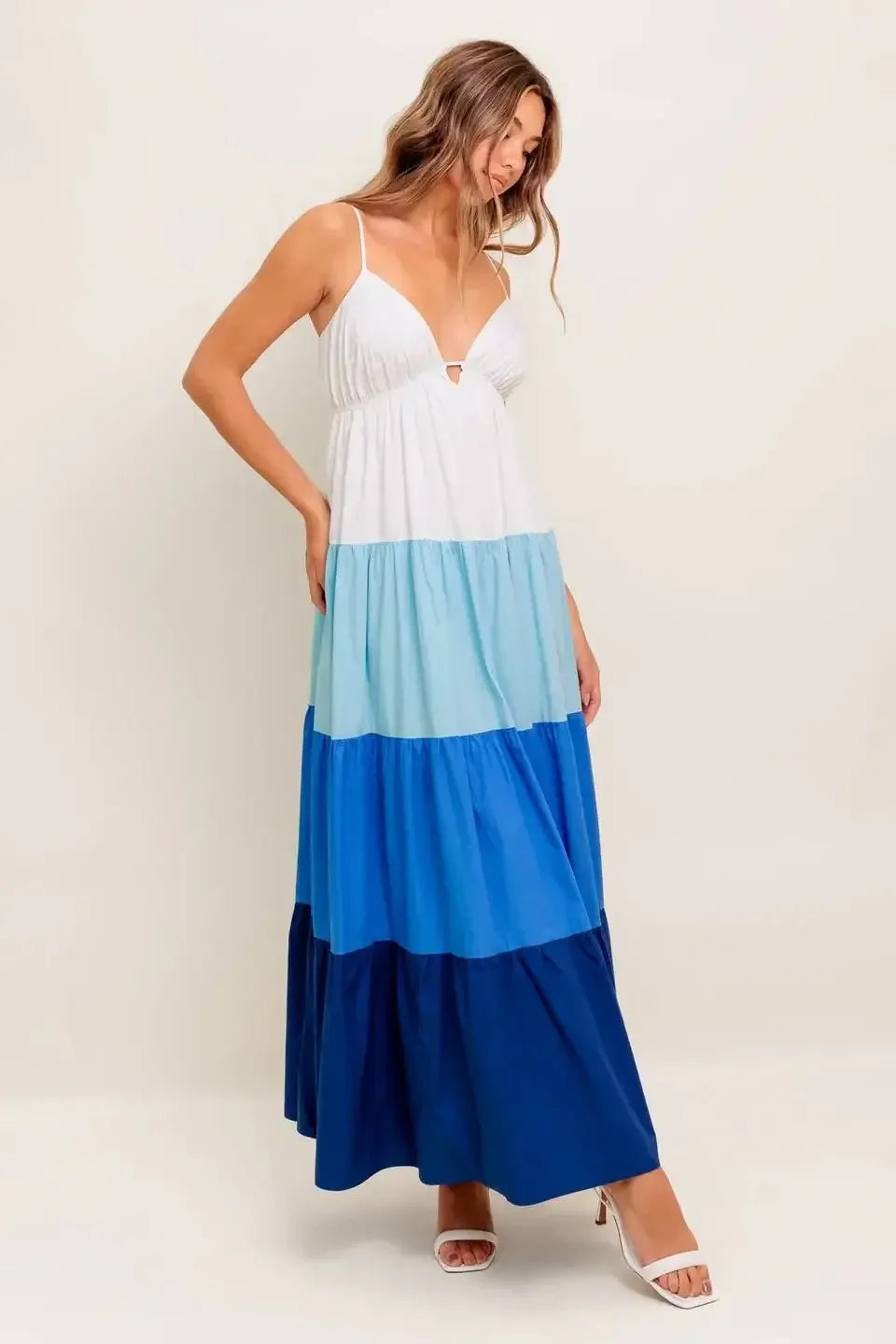 CRUISE MODE MIDI DRESS - BLUE COLOR BLOCK