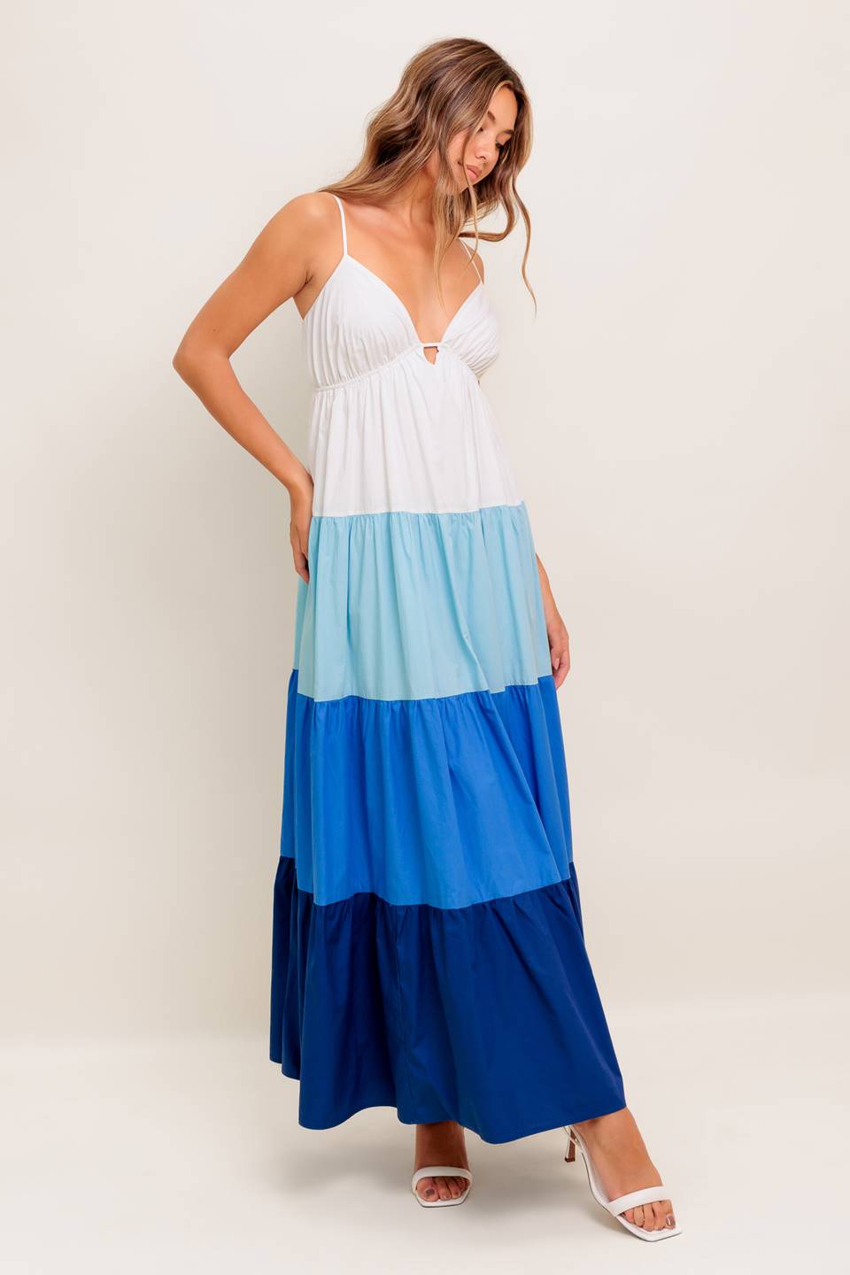CRUISE MODE MIDI DRESS - BLUE COLOR BLOCK