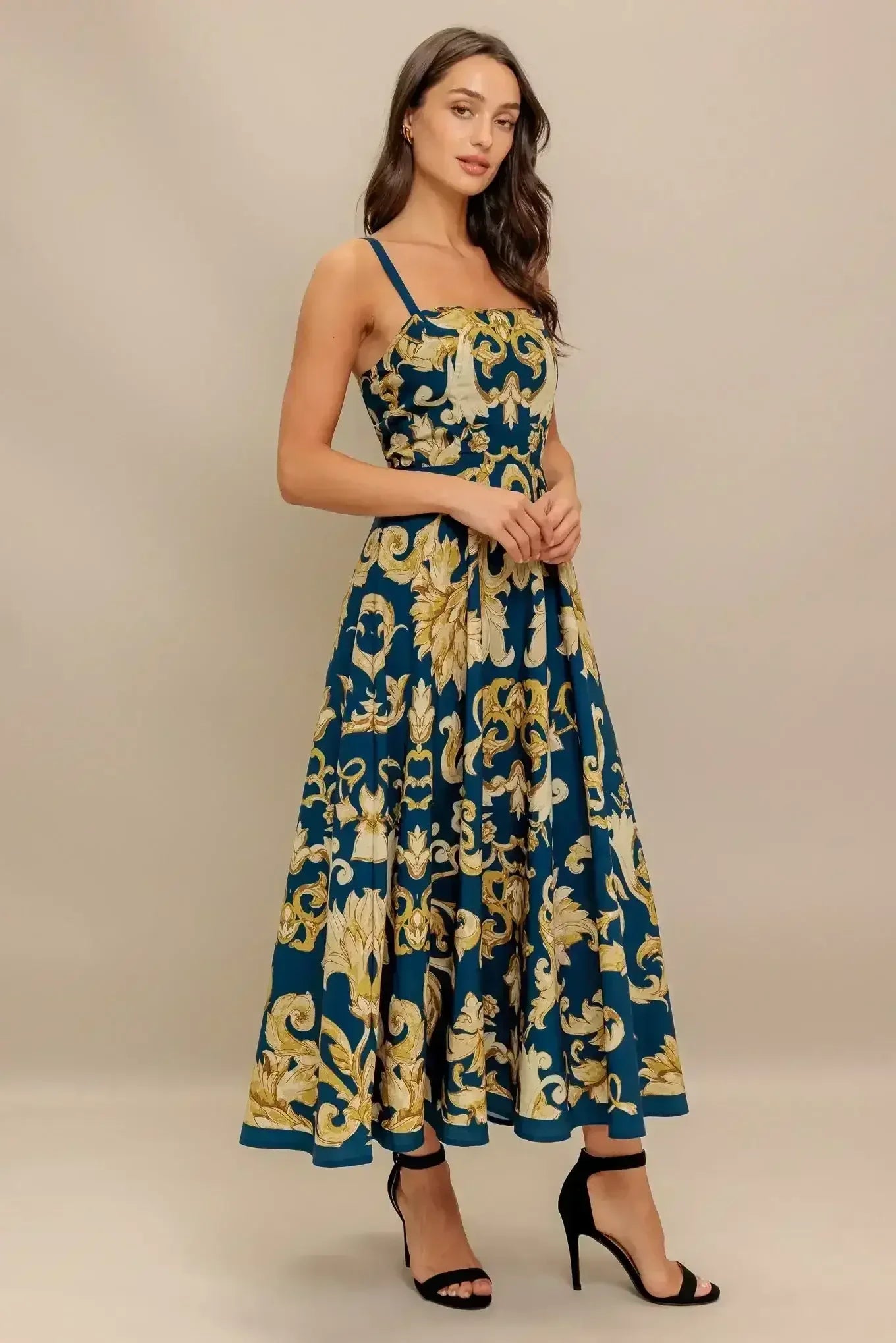 IMPERIAL BLOOM BLUE MIDI DRESS