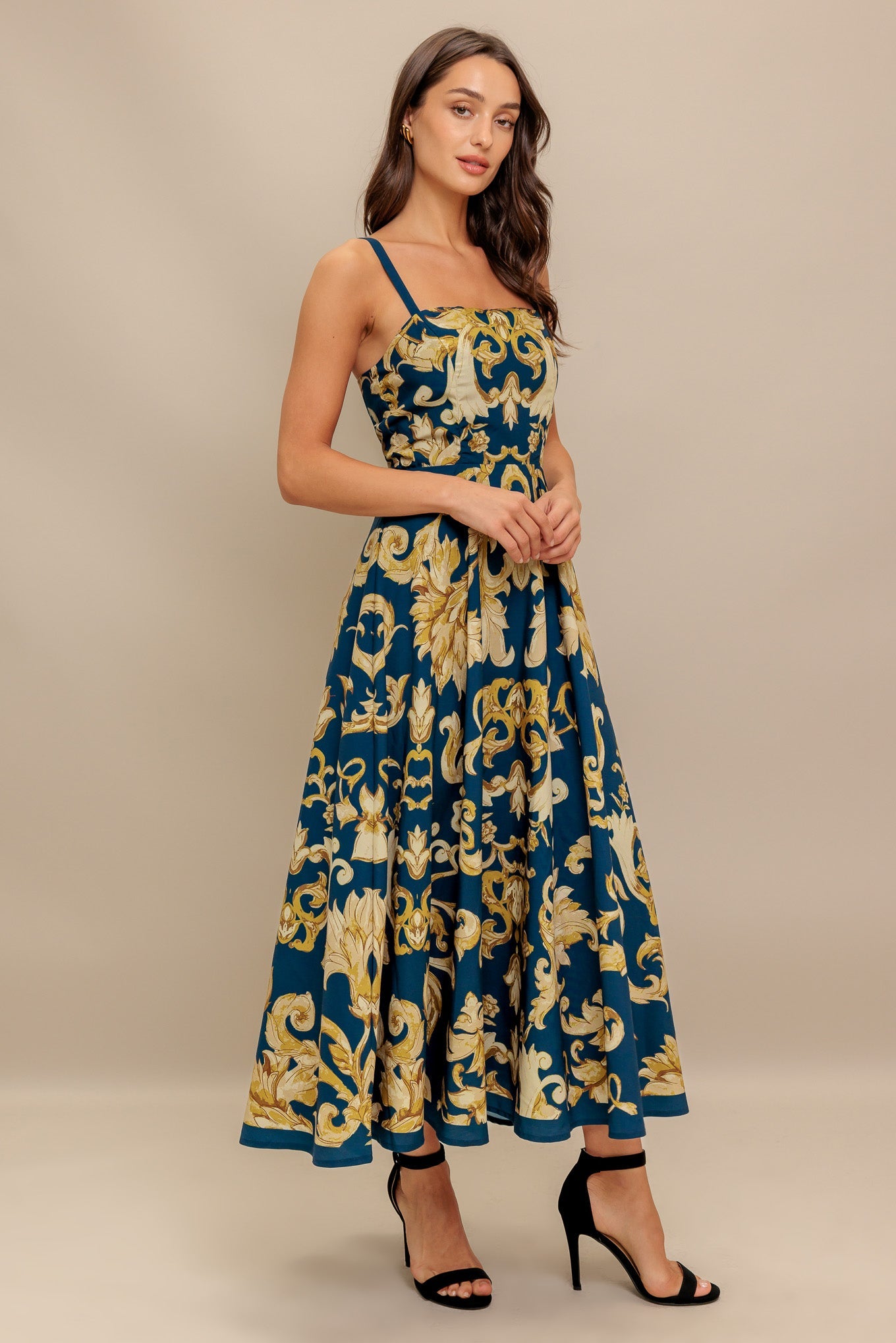 IMPERIAL BLOOM BLUE MIDI DRESS