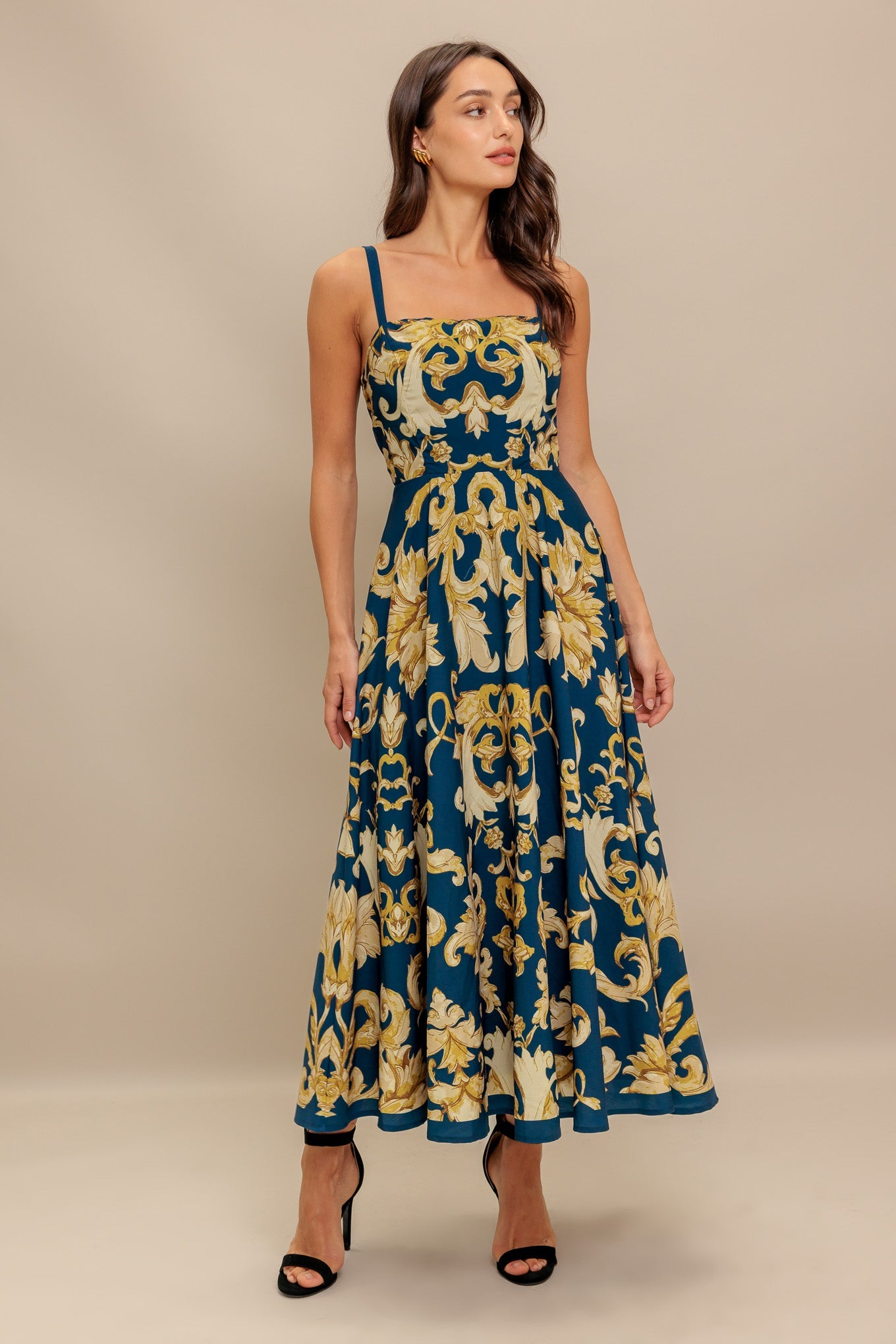 IMPERIAL BLOOM BLUE MIDI DRESS