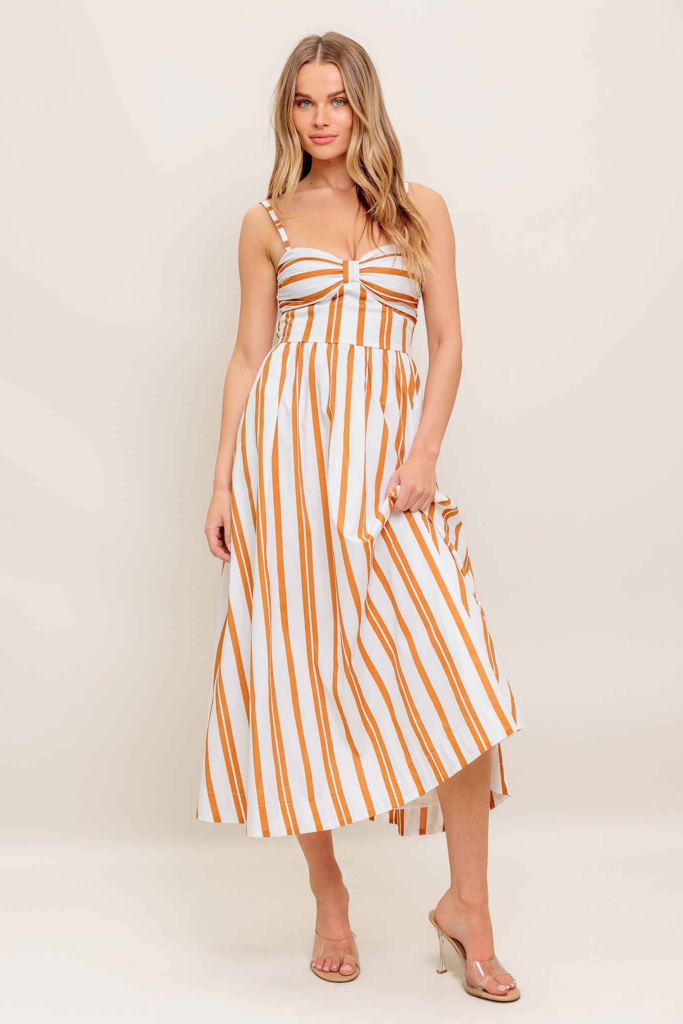 MARIGOLD MIDI DRESS - SWEETHEART STRIPED DRESS