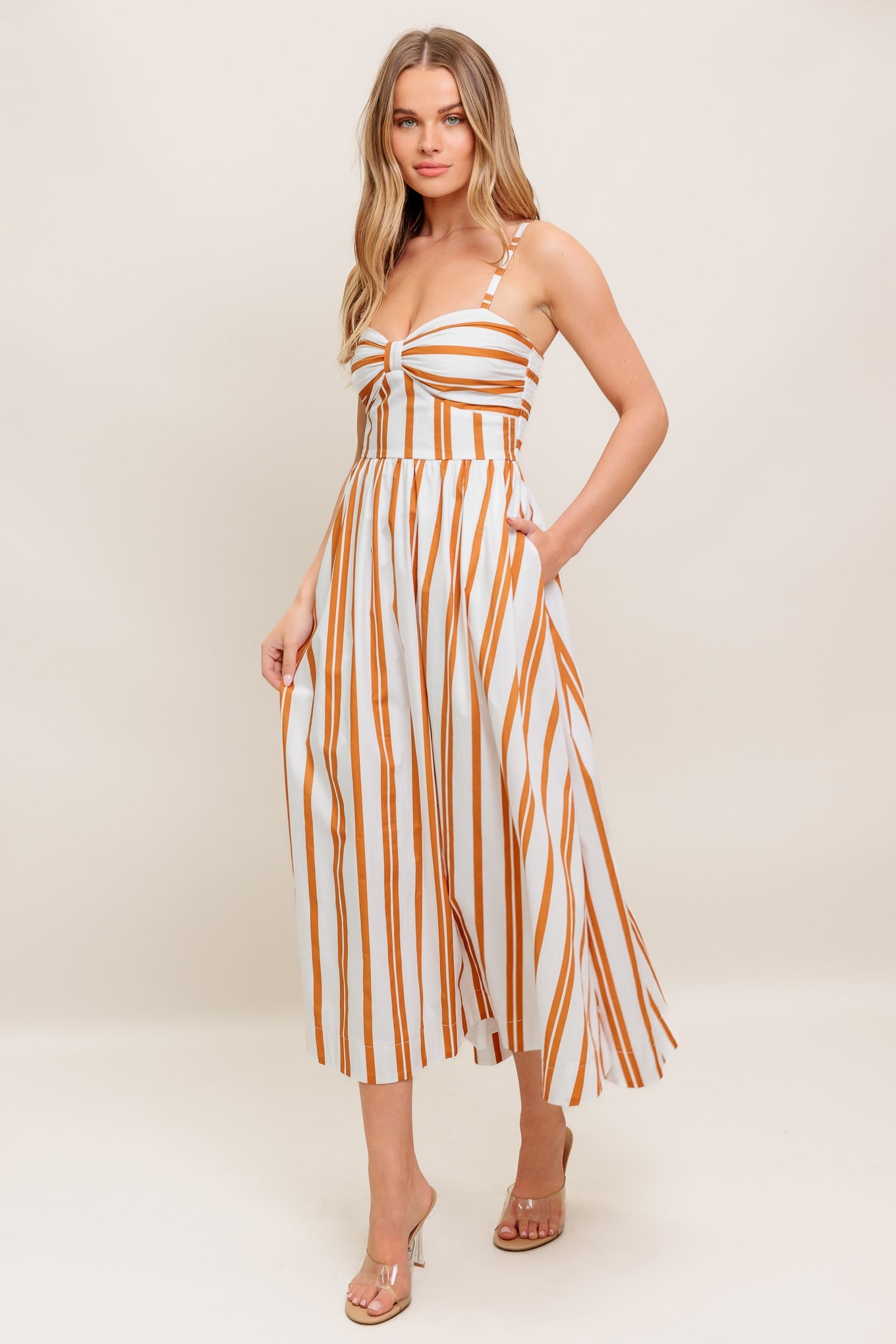 MARIGOLD MIDI DRESS - SWEETHEART STRIPED DRESS